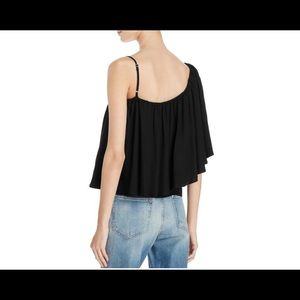 Ella Moss Black One Shoulder Ruffled Top Small